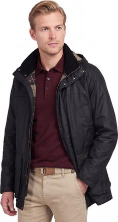Barbour effen donkerblauw waxjas normale fit