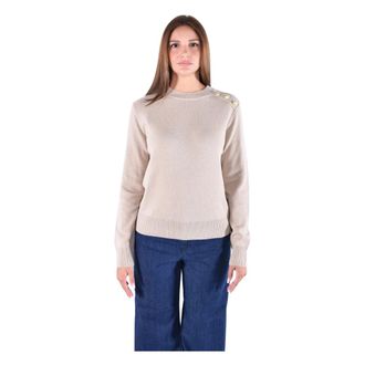Barbour Penny Ronde Hals Trui - Dames - Ronde hals truien - Beige - M - Wol - Truien & Vesten