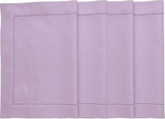 Solino Home Cotton Linen Hemstitch Placemats Set of 4, 14 x 19 Inch for Dining Table, Holiday and Everyday Table Decor in Lavender Ice at Nordstrom