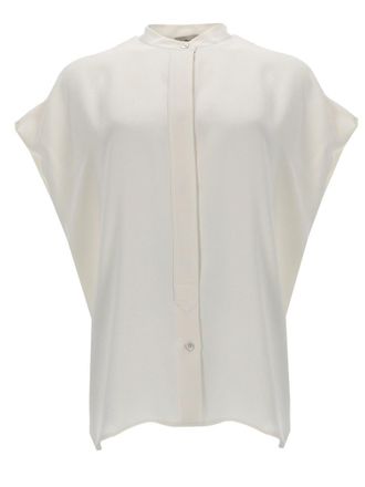Herno White Loose Boxy High Neckline Blouse