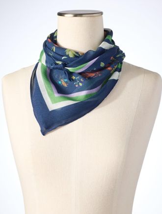 Talbots Romantic Foliage Square Scarf - Ink - 001 Talbots