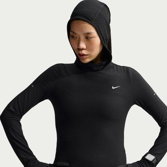Nike Womens Swift Therma-FIT Long-Sleeve Hooded Running Top in Black | IM8044-010