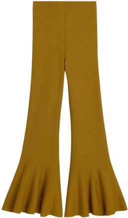 Ami Groene Viscose Flare Godet Broek - Dames - Wijde Broeken - Groen - S - Broeken