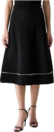Karl Lagerfeld Pearl Detail Knit Midi Skirt - Dames - Midirokken - Zwart - XS - Rokken