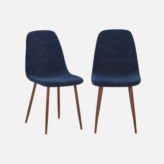 Sweeek Silla De Madera Y Tela Con Patas Color Nogal, Set De 2