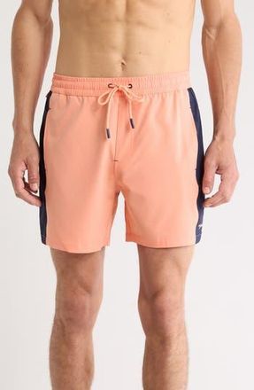 Mr. Swim Colorblock Stretch Compression Swim Shorts in Papaya Punch at Nordstrom Rack, Size X-Large
