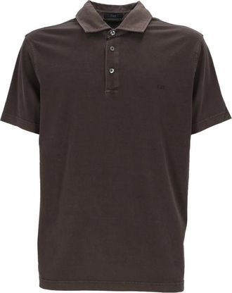 Fay Prato Polo - Heren - Polos - Bruin - L - Katoen - Tops