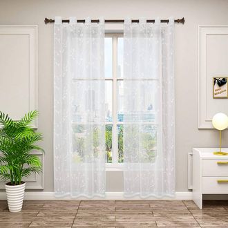 Woltu Woltu Tende Trasparenti Senza Occhielli Per Soggiorno Camera Da Letto 2 Pannelli Voile Bianco 140x175cm,tenda Senza Cinghie