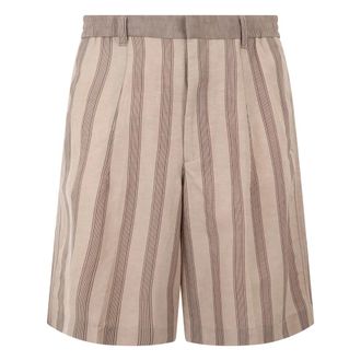 Emporio Armani Casual Shorts, male, Beige, Size: L Linen-blend Bermuda Shorts