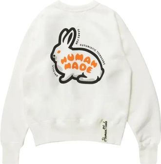 Human Made Crewneck Rabbit Sweatshirt White HM24CS020