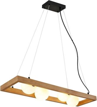 Nowa Globo Nanda L&aacute;mpara colgante de techo con forma de barra y esferas de cristal opalino negro mate, 4 bombillas G9