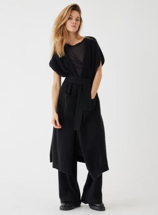 Majestic Filatures Ultra Soft Three Quarter Length Laser Cut Vest in Noir at Nordstrom, Size 1