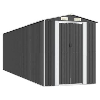 Berkfield Home Garden Shed Anthracite 192x689x223 cm Galvanised Steel in Black | Size: 192 x 689 x 223 cm
