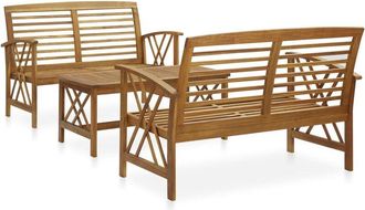 vidaXL 3 Piece Garden Lounge Set Solid Acacia Wood Vidaxl