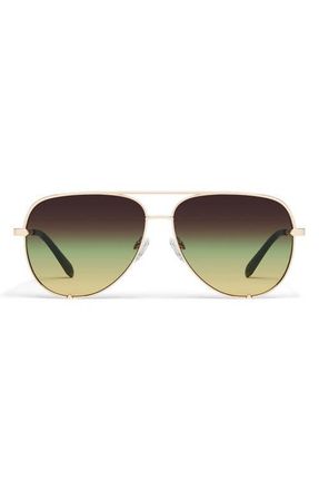 Quay High Key 64mm Oversize Aviator Sunglasses in Gold/Pistachio Glow at Nordstrom