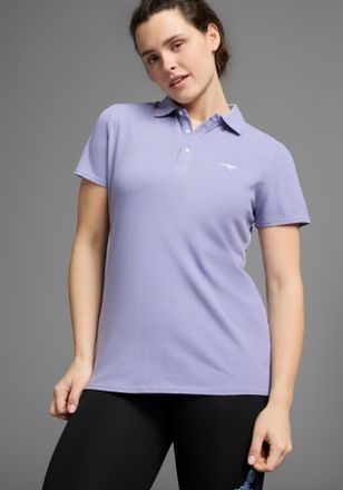 Kangaroos Poloshirt KANGAROOS, Damen, Gr. 40/42, lila (lavendel), Obermaterial: 100% Baumwolle, figurumspielend, Shirts Poloshirt, Kurzarm, unifarben, Polokrage
