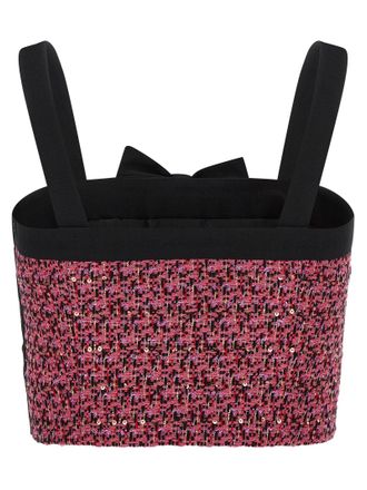 Alessandra Rich Sequin-Embroidered Tweed Bodysuit - Pink