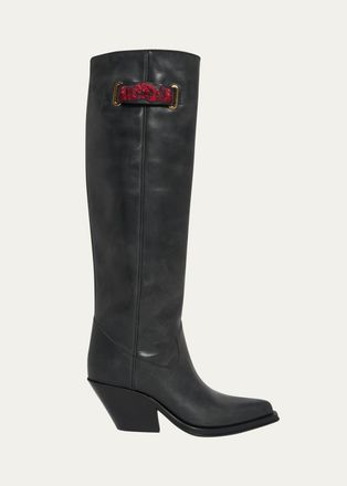 Chlo&eacute; 70mm Azelan Leather Knee-High Boots