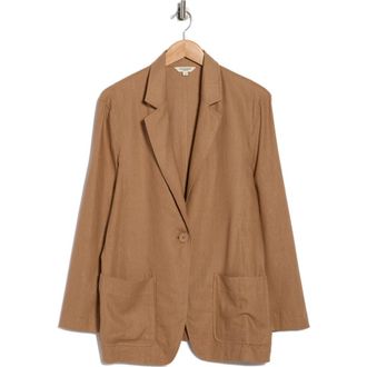 Max Studio One Button Blazer in Mocha at Nordstrom Rack, Size X-Large