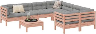 vidaXL Set De Sof&aacute;s Jard&iacute;n 9 Pzas Con Cojines Madera De Abeto Douglas Vidaxl