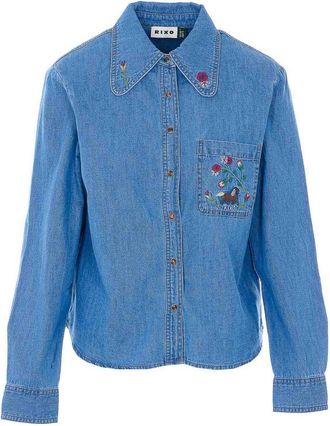 Rixo Edaline Cotton Chambray Shirt