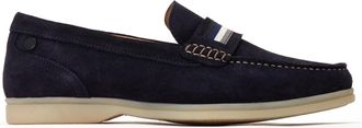 Base London Mens Leather Drum Loafer Shoes - Navy - Size UK 12