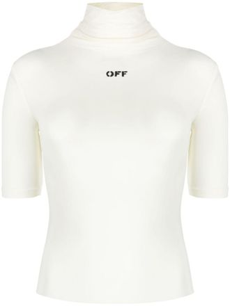 Off-white logo-print mock-neck top - women - Spandex/Elastane/Viscose - 42