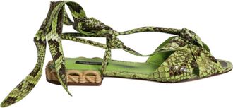 Dolce & Gabbana Groene Dierenprint Enkelband Sandalen Schoenen