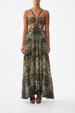 Camilla Gathered Cut Out Dress in Feline Folklore at Nordstrom, Size Large Au