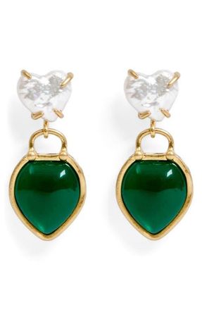 Clare Vivier Le Heartbreaker Drop Earrings in Green Multi at Nordstrom