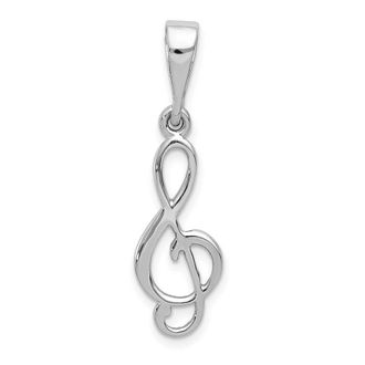 Diamond2Deal 14K White Gold Treble Clef Pendant