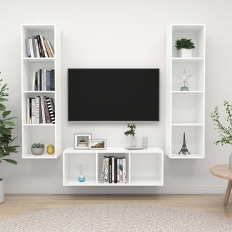 Berkfield Home 3 Piece TV Cabinet Set White Engineered Wood