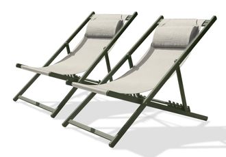 DCB Garden Lote de 2 tumbonas de jard&iacute;n de lona y de aluminio