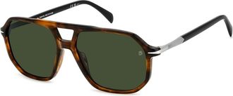 Eyewear by David Beckham Vintage Vierkante Zonnebril Bruin Schildpad - Heren - Zonnebrillen - Bruin - 59 MM - Accessoires