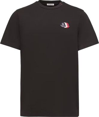 Moncler TRIPLE LOGO COTTON T SHIRT Size: 3XL, colour: BLACK