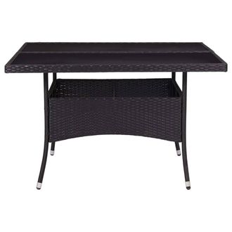 Berkfield Home Outdoor Dining Table Black Poly Rattan & Glass