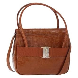 Ferragamo Pre-owned Handbags, female, Brown, Size: ONE SIZE Pre-owned Leather Handbag