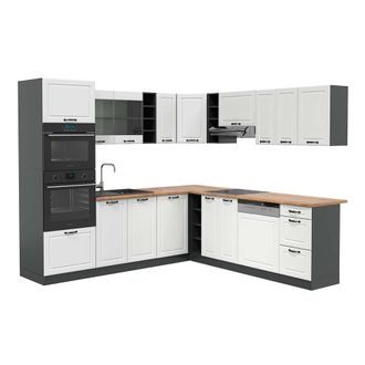 Vicco Cocina Esquinera R-line, Casa De Campo Blanca/antracita, 237 X 247 Cm, Et Roble