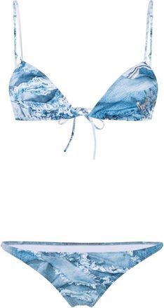 Natasha Zinko jeans-print bikini - women - Polyamide/Elastane - S - Blue