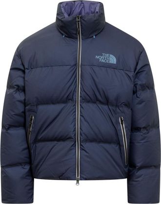 The North Face Navy Blue Logo Mock Collar Jacket
