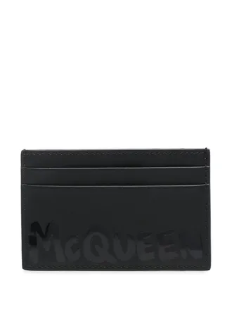 Alexander McQueen logo-print cardholder - men - Leather - One Size - Black