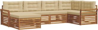 vidaXL Conjunto De Sof&aacute;s De Exterior 6 Uds. Natural Y Beige Vidaxl