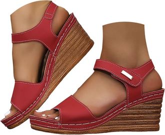 Generic Platform Wedge Sandals for Women 2026 Dressy Summer Casual Open Toe Low Heel Ankle Strap Platform Sandals for Office Work Breathable Casual Vacation S