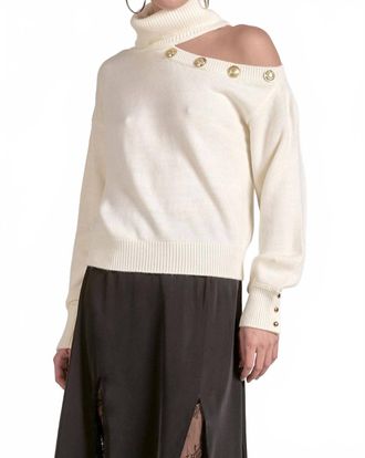 Elan Open Shoulder Sweater In White