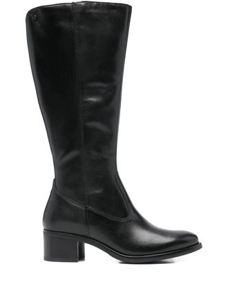 Keys logo-detail leather boots - Black