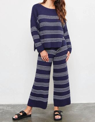 Mustard Seed Knit Stripe Pants In Midnight/ivory
