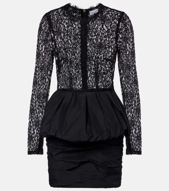 Rebecca Vallance Abito corto Dixie in pizzo e taffet&agrave; con peplo