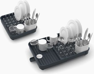 Joseph Joseph Escurreplatos Joseph Joseph Extend, Rack Ampliable Para Vajilla, Drenaje Eficiente, Soporte Para Cubiertos, Acero Inoxidable, Gris Oscuro, F&aacute;cil De Li
