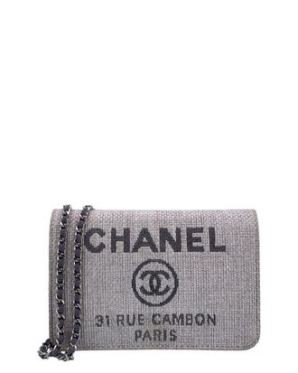 Chanel Grey Cotton Deauville Crossbody (Authentic Pre-Loved)