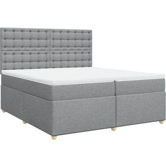 vidaXL Vidaxl - Cama Box Spring Con Colch&oacute;n Tela Gris Claro 200x200 Cm
